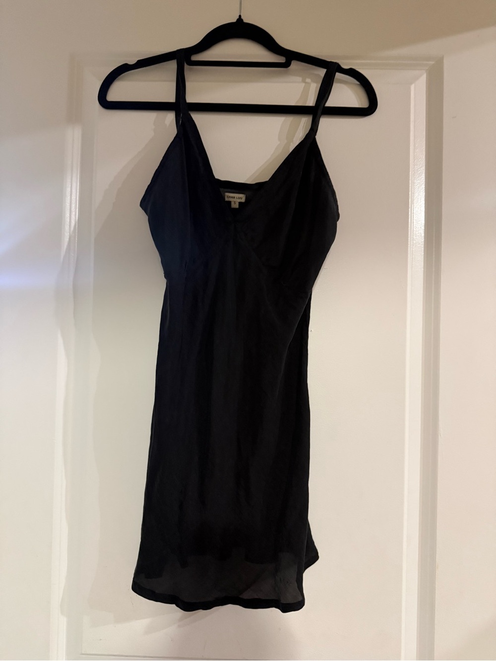 Chan Luu Black V-Neck Slip Top